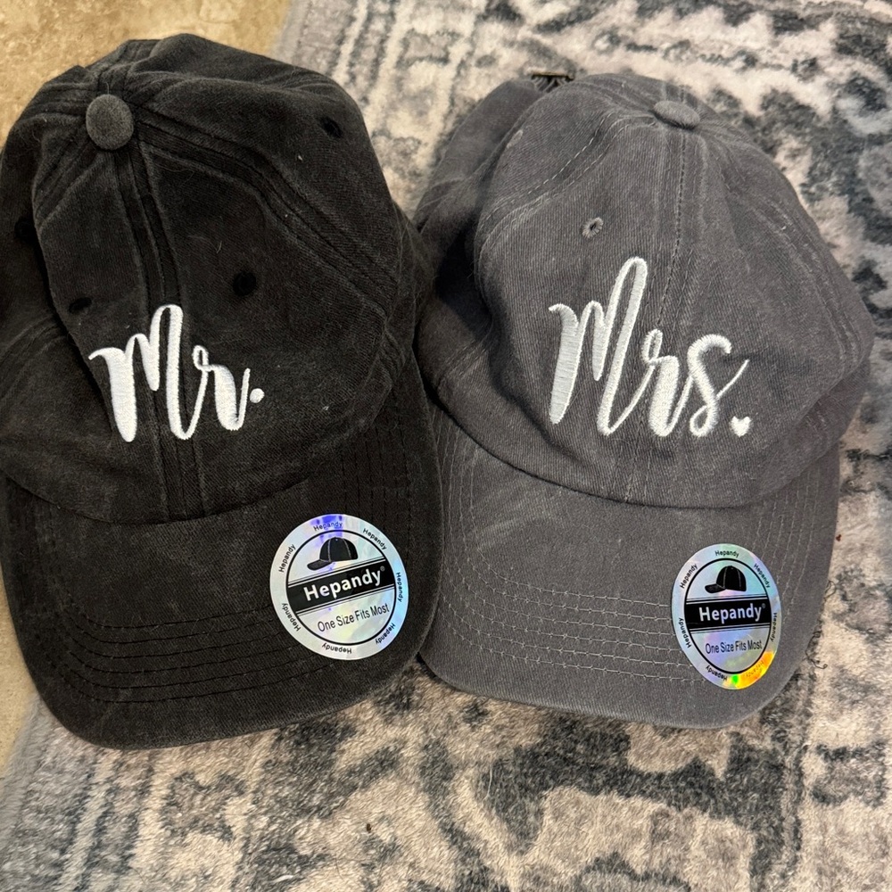 Mr. and Mrs. Black and Gray Caps